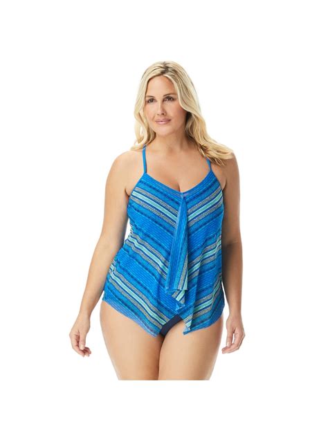 Beach House Plus Size Kerry Mesh Layer Underwire Tankini Top Drift Away