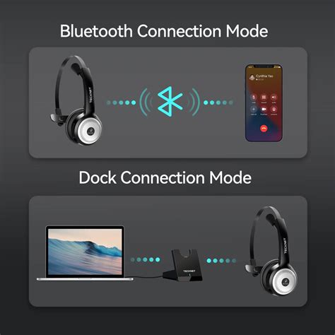 Tecknet Bluetooth Wireless Headset Ai Noise Cancelling Call Center He