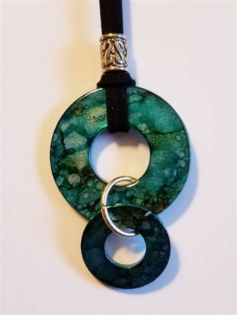 Double Washer Pendant With Alcohol Ink