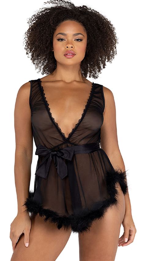 Deep Connections Babydoll Mesh Plus Size Lingerie Yandy