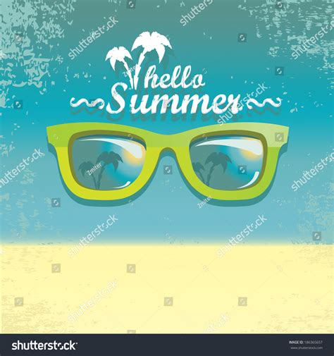 Green Sunglasses Tropical Island Reflection Vector Stock Vector Royalty Free 186365657