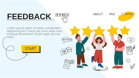 Free Vector Landing Page Of People With Golden Stars And Positive Review