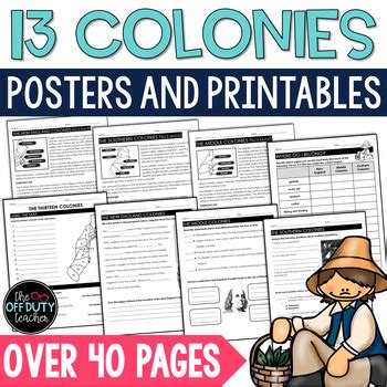 The 13 Colonies Colonial America Reading Passages Activities Posters