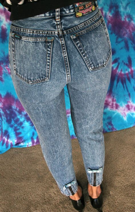 80s Jordache Acid Wash Jeans W Ankle Zipper And Bow Detail