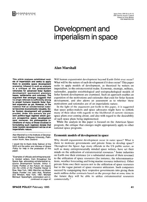 Pdf Development And Imperialism In Space