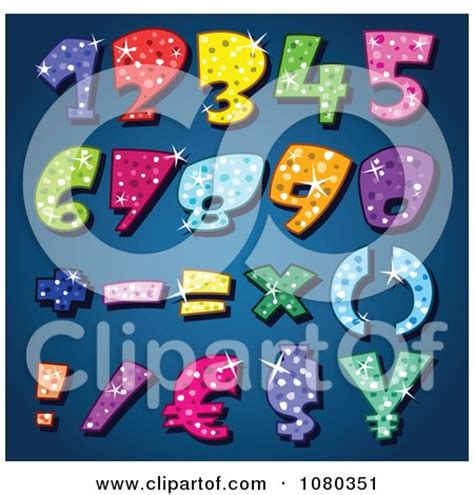 Clipart Colorful Sparkling Numbers Royalty Free Vector Illustration