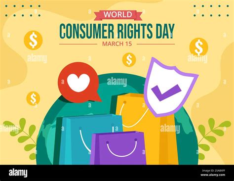 Consumer Rights Day Social Media Background Flat Cartoon Hand Drawn
