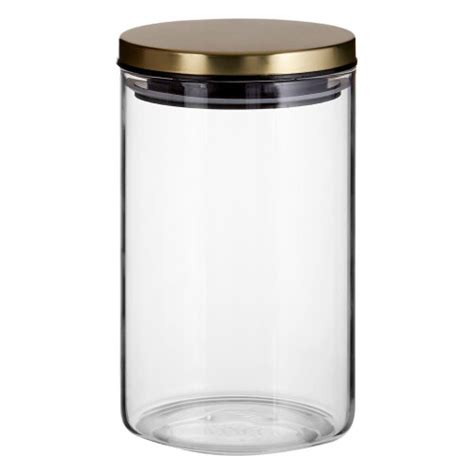 Freska 950ml Rnd Clr Glass Storage Jar Gold Metal Lid On Onbuy