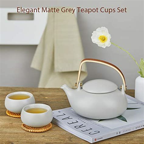 Zens Ceramic Teapot With Infuser Bentwood Handle Japanese Loose Leaf