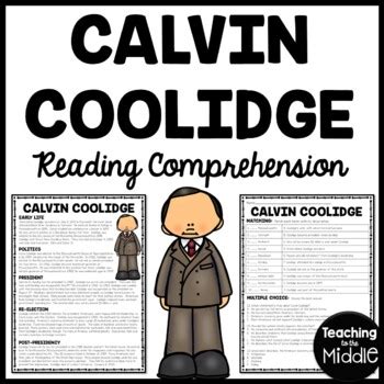 President Calvin Coolidge Reading Comprehension Worksheet S Tpt