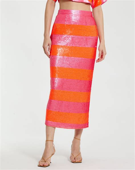 Classic Sequin Striped Midi Pencil Skirt Final Sale Mac Duggal