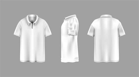 Collar Shirt Template Set Front Side Back View Mockup 2800359 Vector