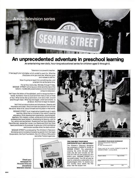 Ad Introducing Sesame Street Which First Aired On November Th