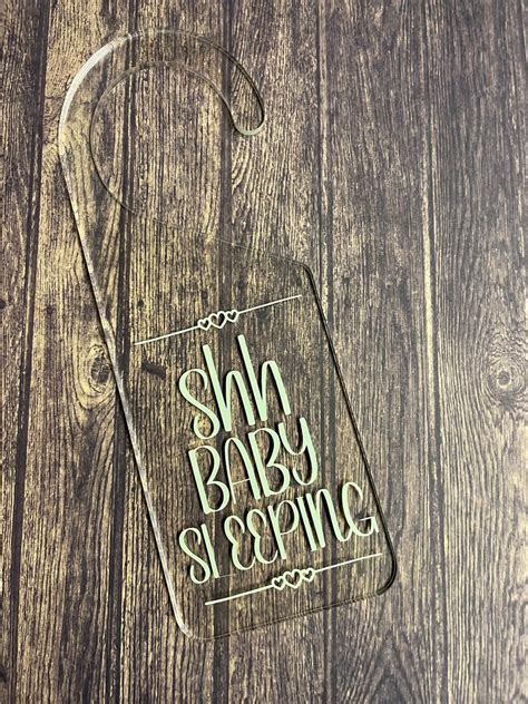 Shh Baby Sleeping Hanging Door Sign Acrylic Door Hanger New Baby