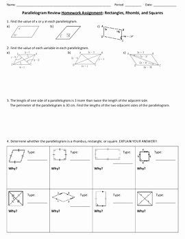 Properties Of A Parallelogram Worksheet