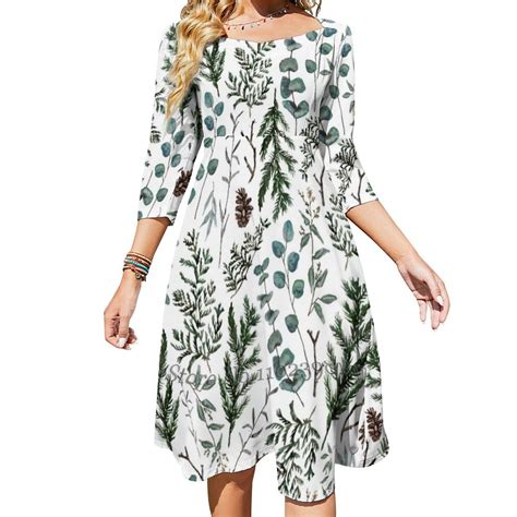 Pine And Eucalyptus Greenery Evening Party Dresses Midi Sexy Dress