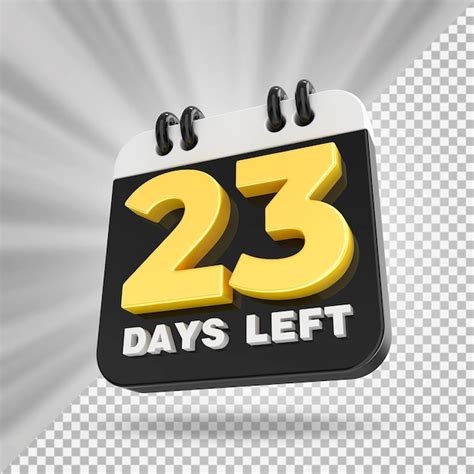 Premium PSD 23 Days Left Calendar 3d