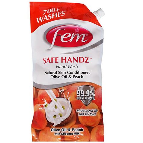 Buy Fem Safe Handz Olive Oil Peach With Coconut Milk Hand Wash Ml