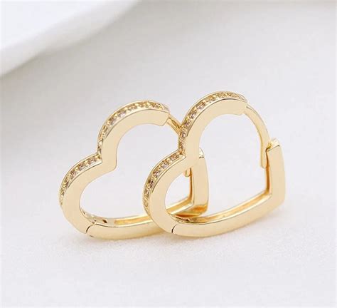 Heart For Love By Aitana De Armas Gold Hoop Earrings Diamond Pave