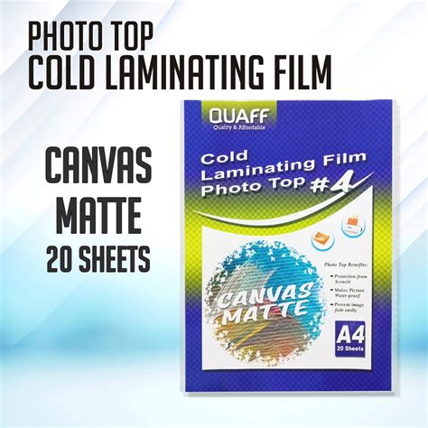 Quaff Photo Top Cold Laminating Film A Size Sheets Pack Shopee