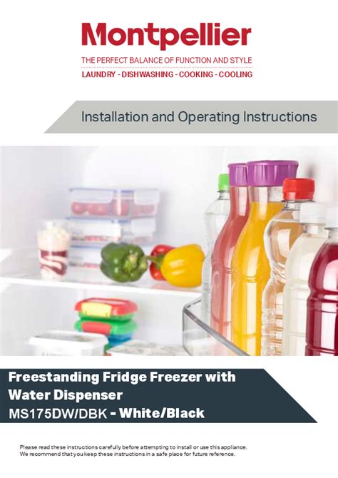 Montpellier MS175DBK MS175DW Fridge Freezer Installation And Operating