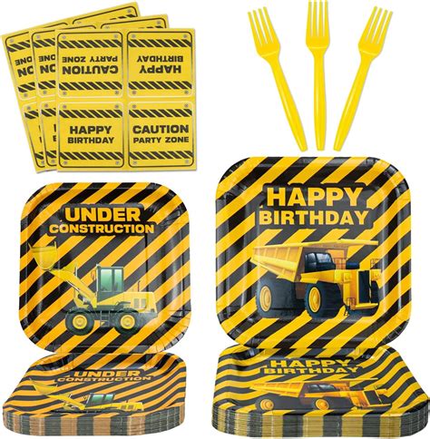 96 Pcs Construction Plates And Napkins Construction Party