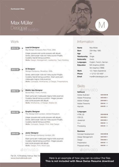 Neue Swiss Resume Cv Resume Cv Resume Template Professional Resume