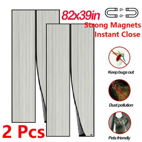 Pack Magnetic Screen Door Mesh Curtain Heavy Duty Mosquito Net Bug