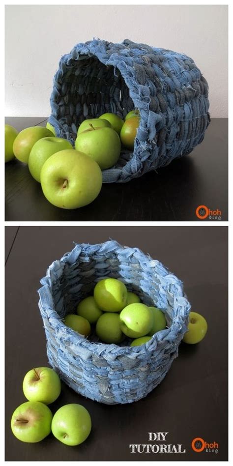 15 Ideas Creativas De Canastas Hechas Con Jeans Viejos