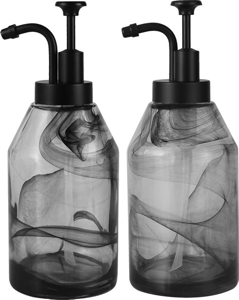 Suanti 2 Pack Thick Marble Glass Soap Dispenser With Smooth Action Pump125 Oz