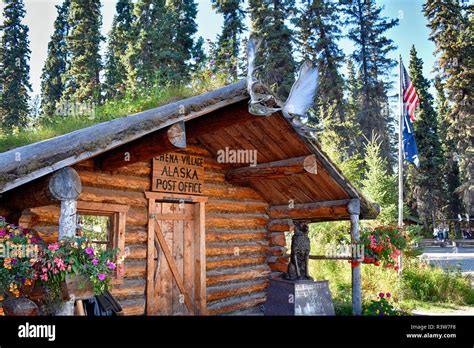 USA, Alaska, Fairbanks. Chena River, Chena Indian Village, Post Office Stock Photo - Alamy