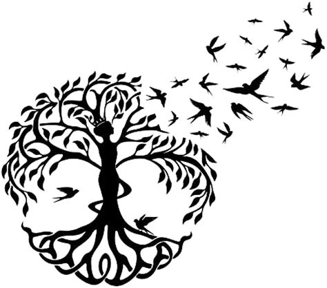 Pc Figure Tree Of Life Wall Decals Flying Bird Theme Wall Decor For