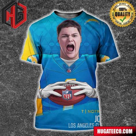 NFL Draft 2024 T Notre Dame Joe Alt Los Angeles Chargers All Over Print