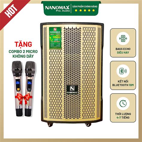 Loa Kéo Karaoke Công Suất Lớn Nanomax SK 12X2 Tặng Kèm 2 Micro Không