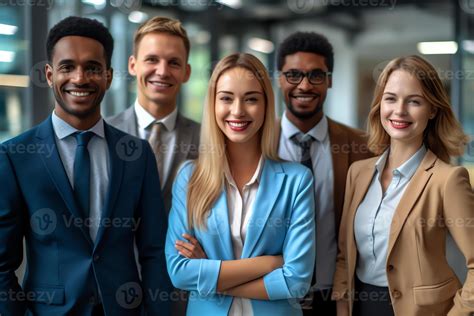 AI Generative Portrait Of Happy Diverse Group Of Interns Or Students