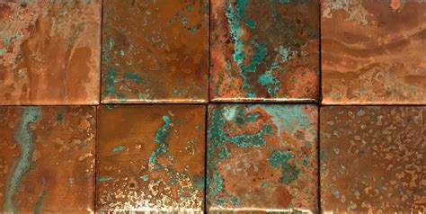 2x2 Copper Accent Wall Tiles With Rustic Patina Etsy