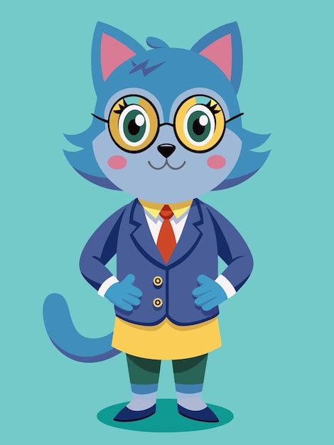 Un Gato De Dibujos Animados Con Gafas Y Un Traje Con Un Fondo Azul