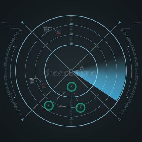 Digital Radar Screen Futuristic Hud With Datailed Panels Stock