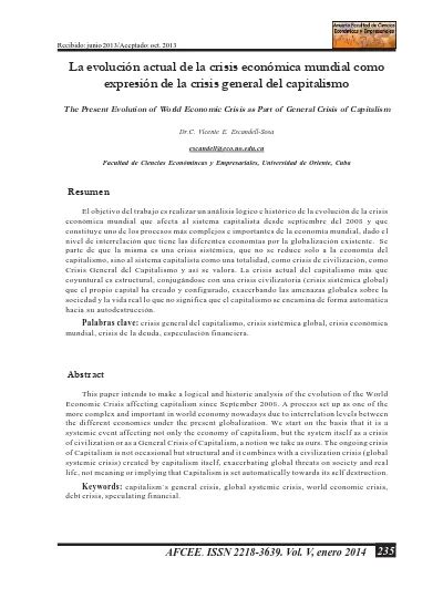 La evolución actual de la crisis económica mundial como expresión de la