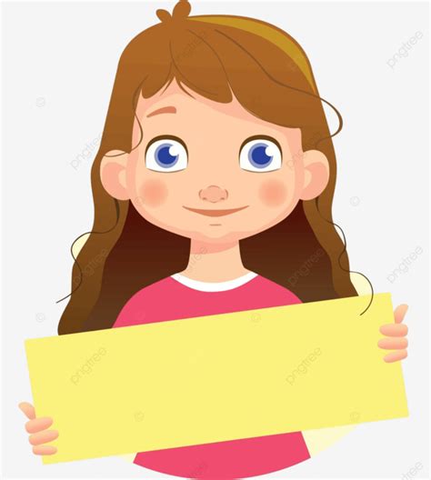 Girl Holding Blank Poster Reminder Empty Blank Vector Reminder Empty