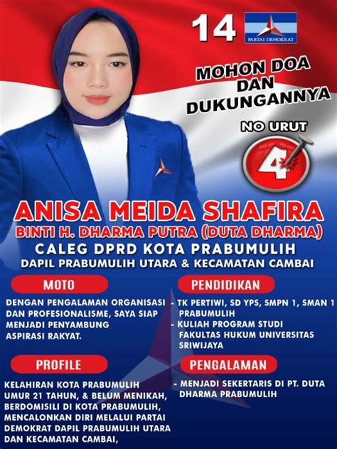 Anisa Meida Shafira Dapil 3 Kota Prabumulih Siap Maju Pileg 2024 Dan