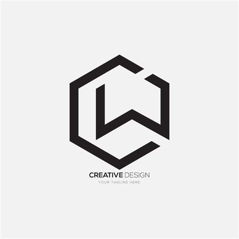 Premium Vector Letter Cw Modern Hexagonal Shape Creative Line Art