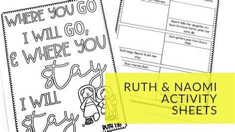 Ruth And Naomi Activity Sheets Youtube