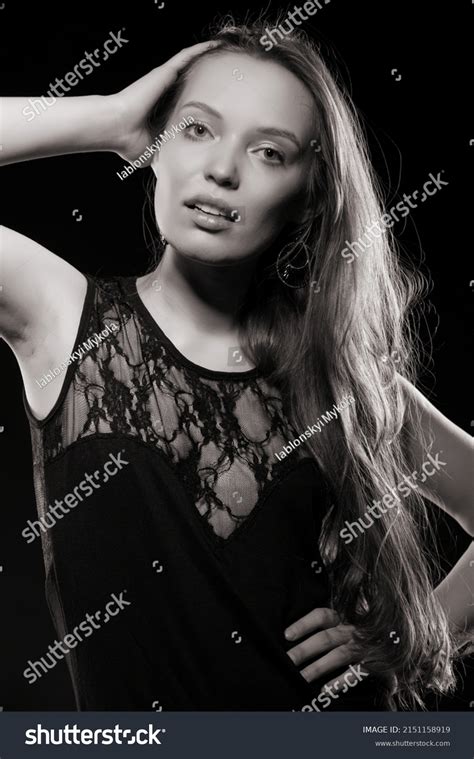 Beautiful Sexy Brunette Girl Posing On Stock Photo Shutterstock
