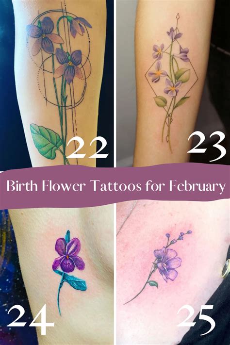 February Birth Flower Violet Tattoo