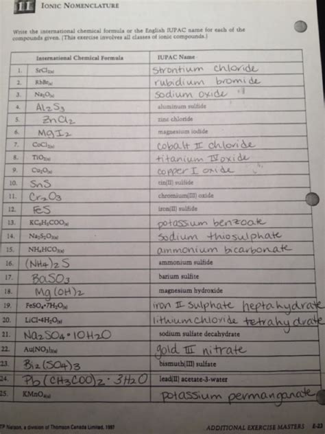 Ionic Naming Practice Key Ms Mclartys Classes