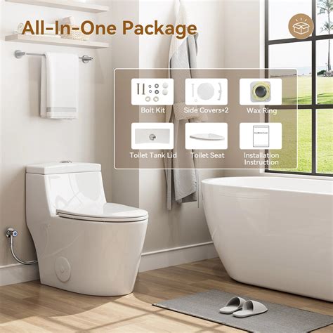 HOROW Compact Elongated Toilet One Piece Dual Flush Toilet