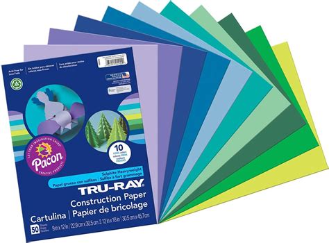 Tru Ray Heavyweight Construction Paper Cool Assorted Colors 9 X 12 50