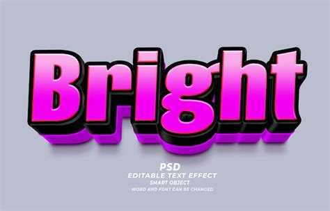 Efeito de texto brilhante PSD 3D editável PSD Premium