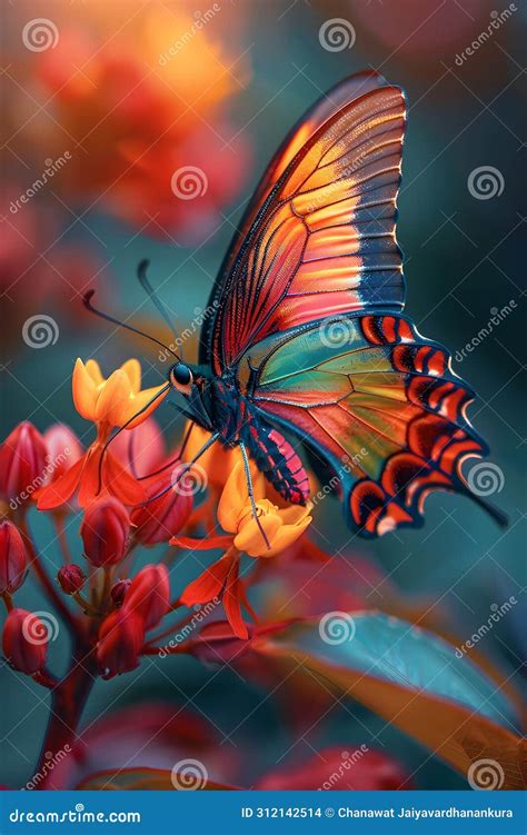 Beautiful Butterfly On Flower Petals In Colorful And Highly Detailed